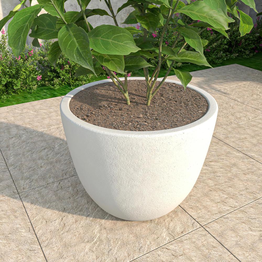 Dahlia Series Poly Stone Planter in White 21.3 Dia, 15.7 High