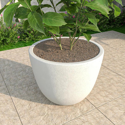 Dahlia Series Poly Stone Planter in White 21.3 Dia, 15.7 High