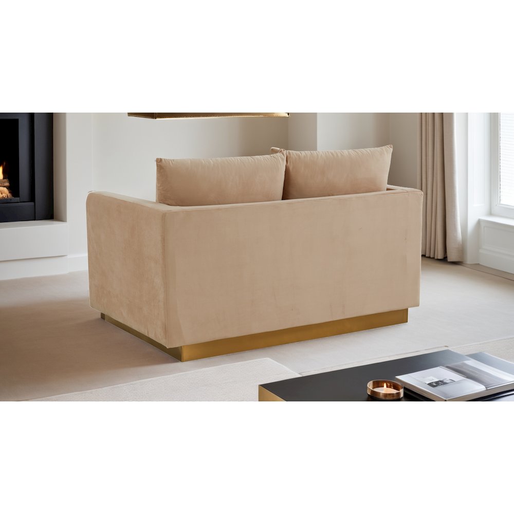 Nervo Modern Mid-Century Upholstered Velvet Loveseat with Gold Frame