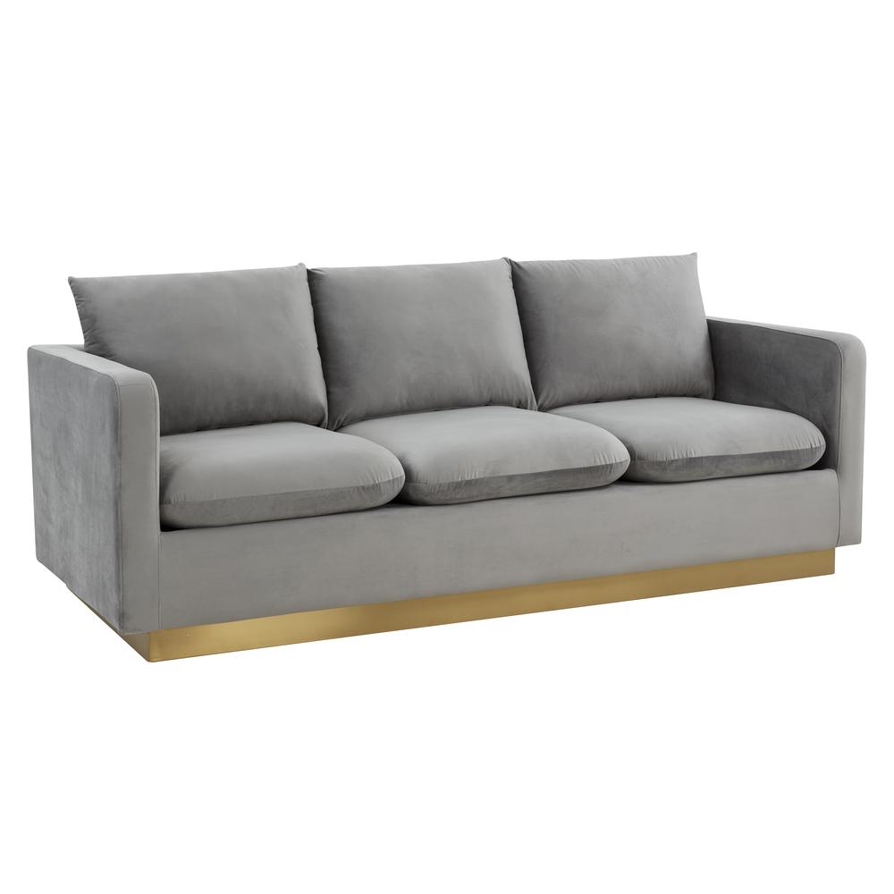 Nervo Modern Mid-Century Upholstered Velvet Sofa with Gold Frame