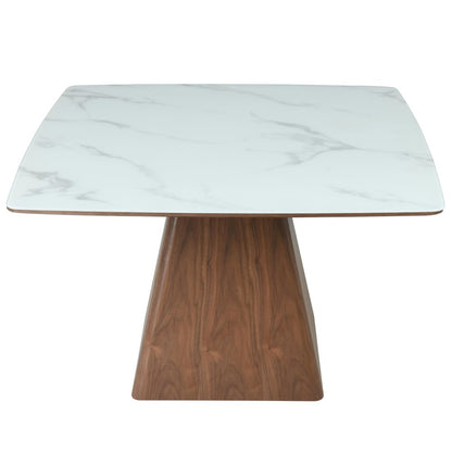 5-Piece Dining Set with Square Dining Table in Dark Walnut/Light Taupe