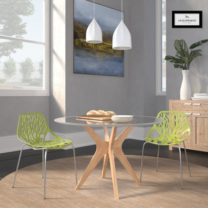 Modern Asbury Dining Chair w/ Chromed Legs, Set of 2