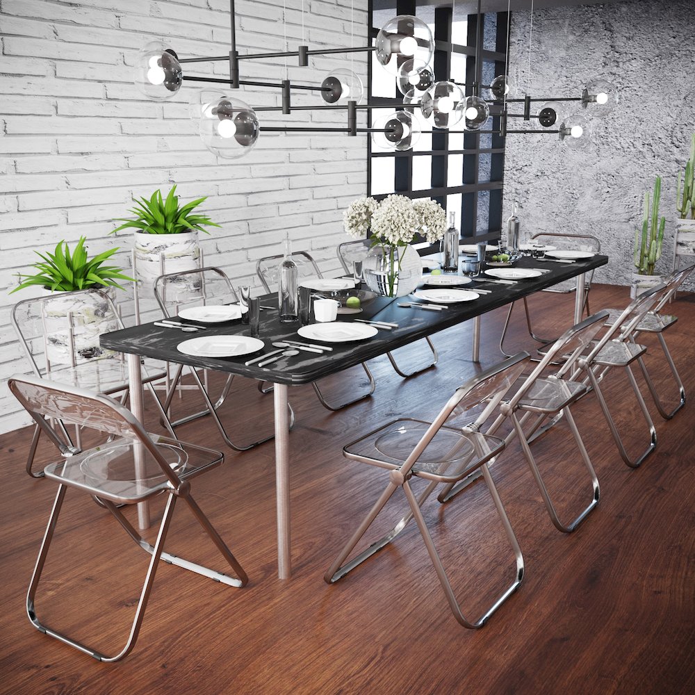 Lawrence Acrylic Folding Chair With Metal Frame, Set of 4