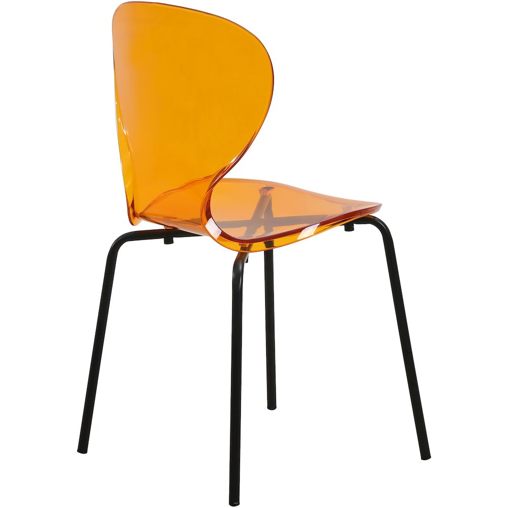 Modern Oyster Transparent Side Chair in Black Base Set of 2