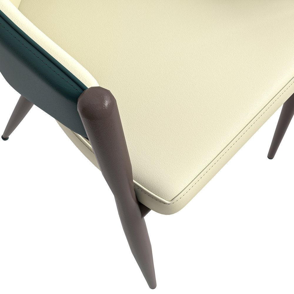 Sante Collection Modern Dining Chair Set of 2 in Cream/Green