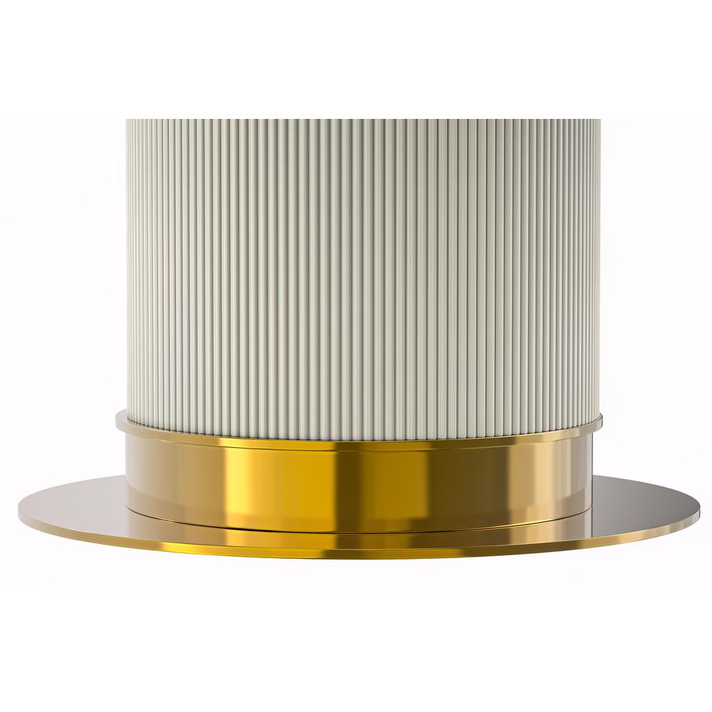Jexis Series Round Dining Table White\Gold Base with 60 Round Clear Glass Top