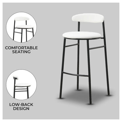 Lume Collection Modern Bar Stool in White Set of 2