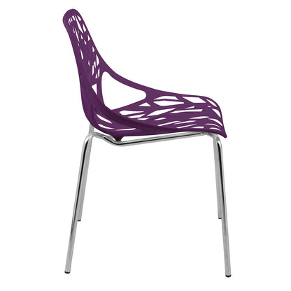 Modern Asbury Dining Chair w/ Chromed Legs, Set of 4