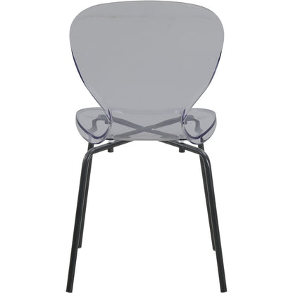 Modern Oyster Transparent Side Chair in Black Base set of 2