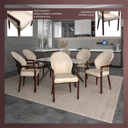 Opaline Series Elegant Wooden Dining Chair in Black Velvet and Toupe - Set of 2