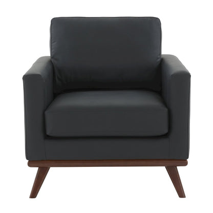 Chester Modern Leather Accent Arm Chair With Birch Wood Base