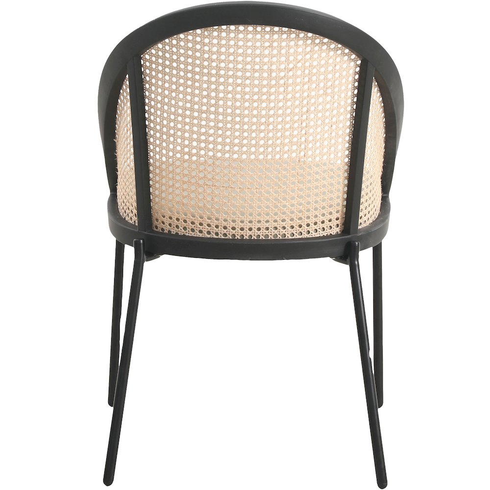 Urbane Collection Modern Dining Chair With Wicker back in Olive Green - Set of 2