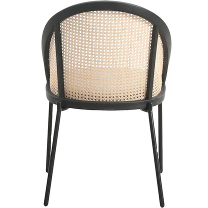 Urbane Collection Modern Dining Chair With Wicker back in Olive Green - Set of 2