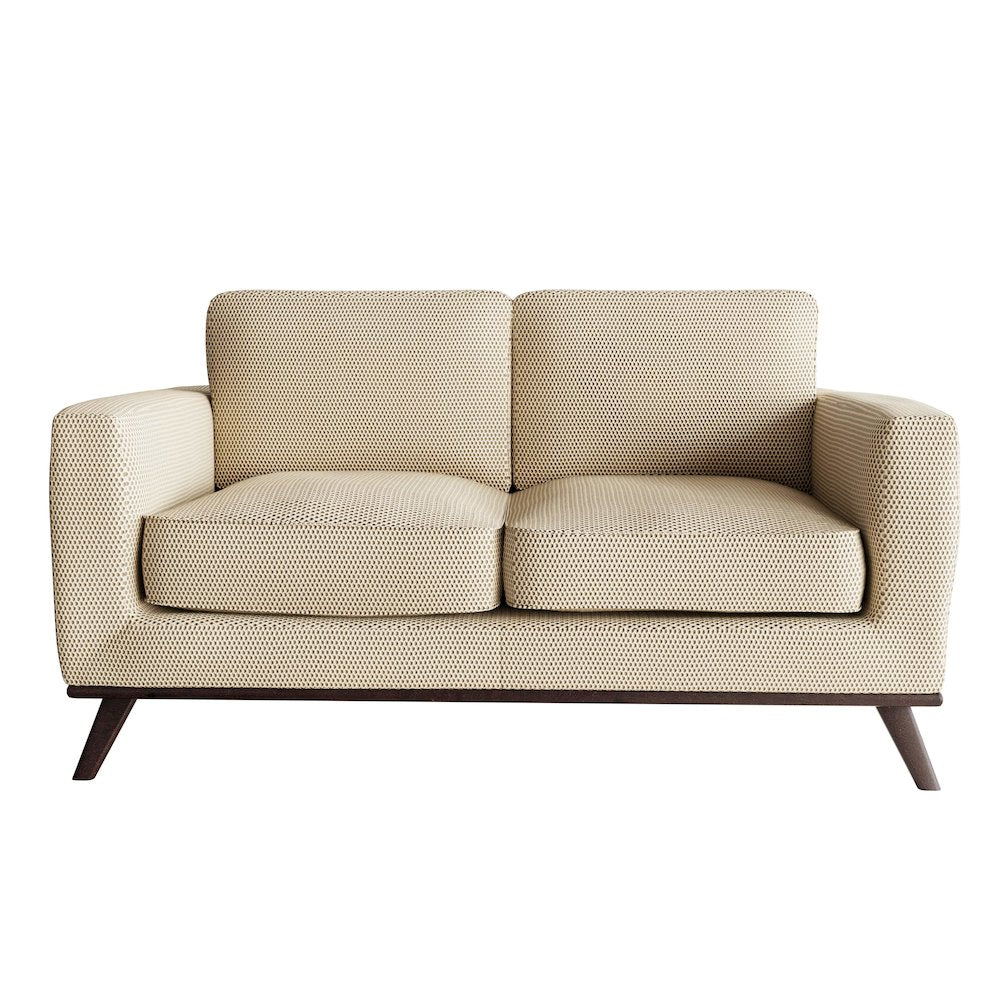 Chester Modern Faux Leather Loveseat in Beige Mesh