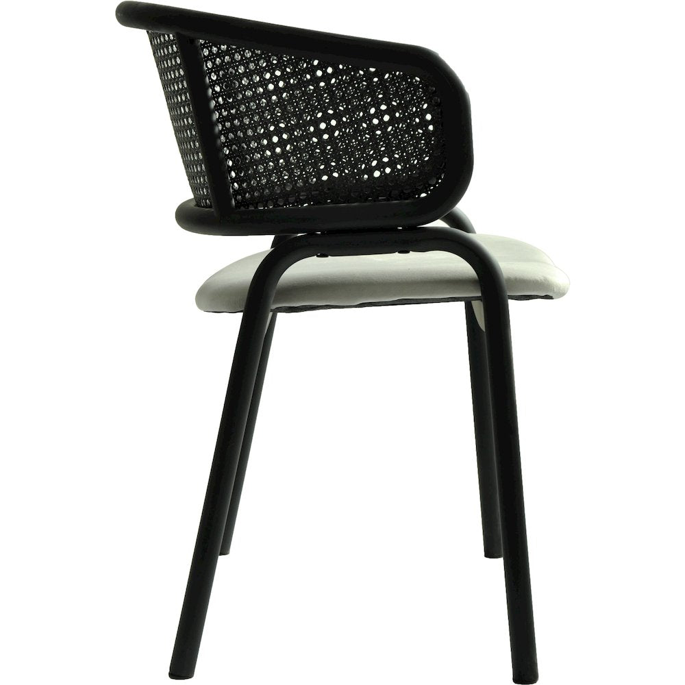Ervilla Dining Armchair in Black Steel Frame Set of 4