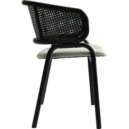 Ervilla Dining Armchair in Black Steel Frame Set of 4