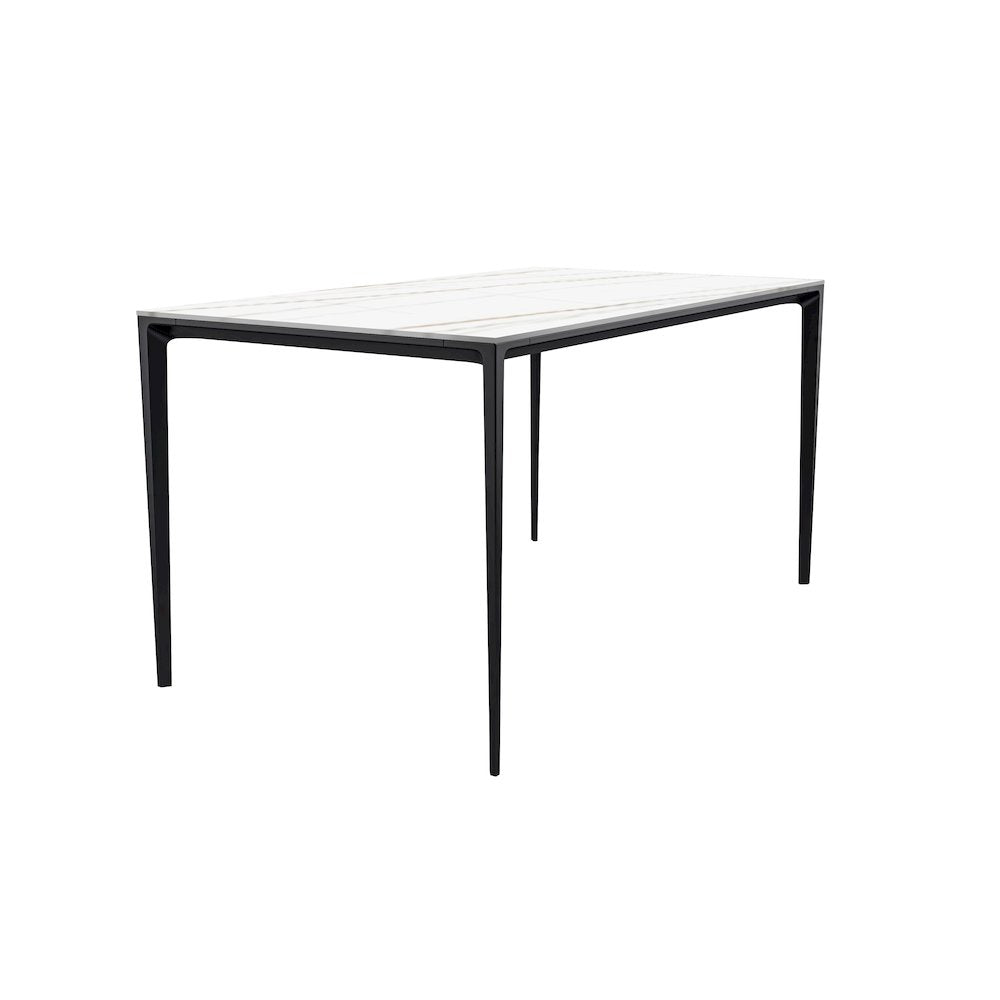 Avo Series Modern Dining Table Black Base, With 55 White/Gold Sintered Stone Top