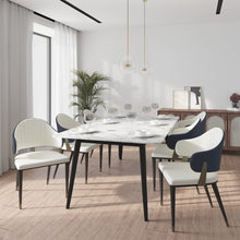 Zayle 7-Piece Dining Set with 55" Rectangular Dining Table in Blue