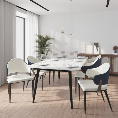 Zayle 7-Piece Dining Set with 55" Rectangular Dining Table in Blue