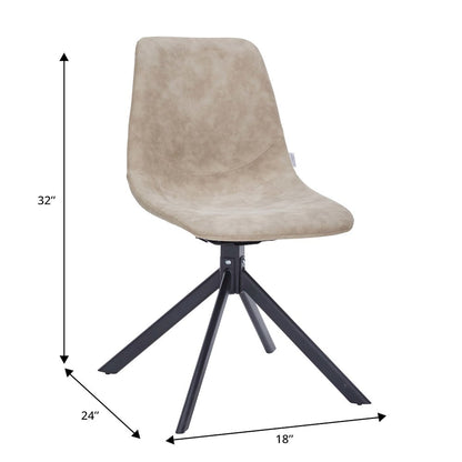 Markley Modern Leather Swival Dining Chair With Metal Legs in Taupe