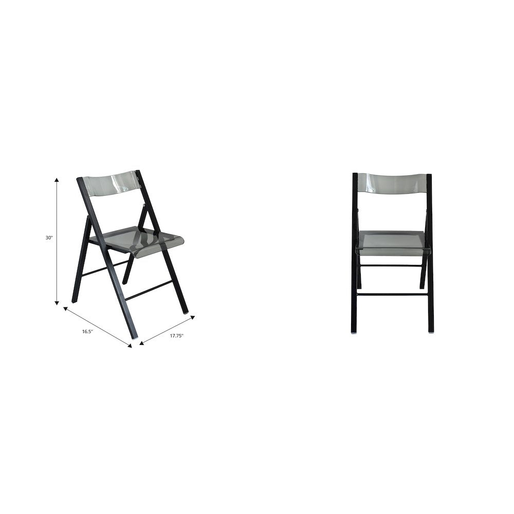 Menno Modern Acrylic Folding Chair Black Frame With Trans Black Seat