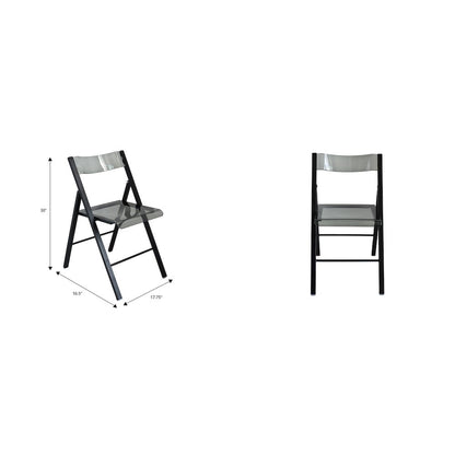Menno Modern Acrylic Folding Chair Black Frame With Trans Black Seat