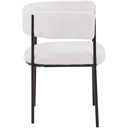 Cyril Collection Modern Chair in White Faux Fur