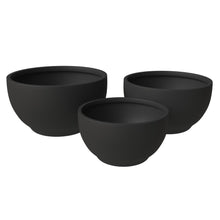 Grove Series Poly Stone Planter Set in Black