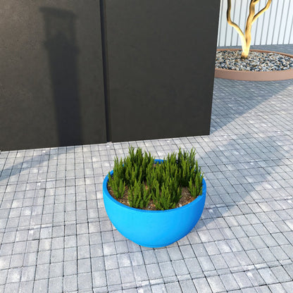Grove Series Hemisphere Poly Clay Planter in Blue 10.6 Dia, 5.9 High