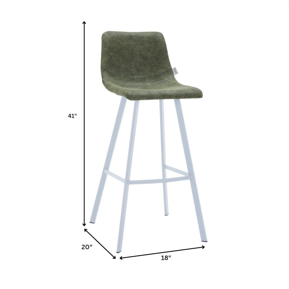 Elland - Bar stool - Olive Green- White Base