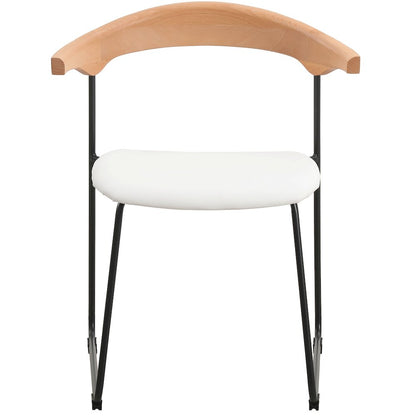 Lyra Collection Modern Chair in Natural Wood back and White Seat