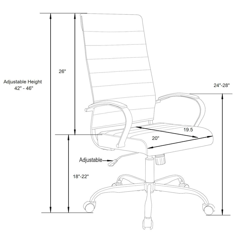 Benmar High-Back Leather Office Chair With Gold Frame