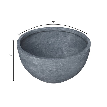 Grove Series Hemisphere Poly Clay Planter in Aged Concrete 14.9 Dia, 7.8 High