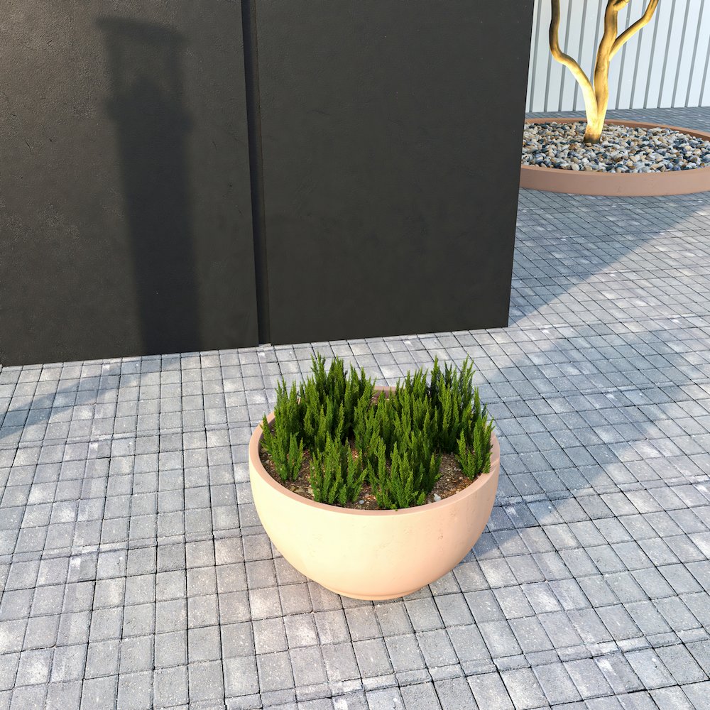 Grove Series Hemisphere Poly Clay Planter in Terra cotta Color 10.6 Dia, 5.9