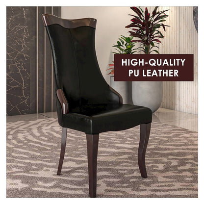 Novara Collection Modern Wooden Dining Chair in Black Set of 2