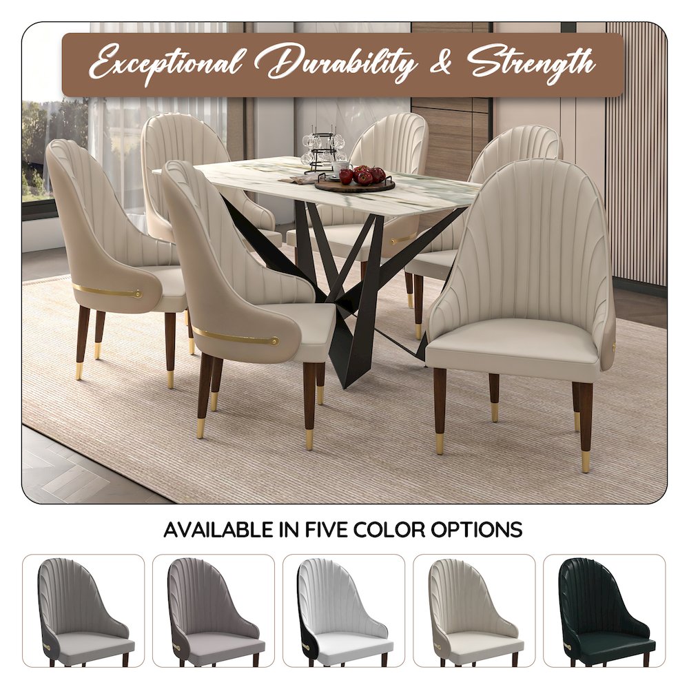 Elara Collection Wooden Dining Chair in Cream Set of 4