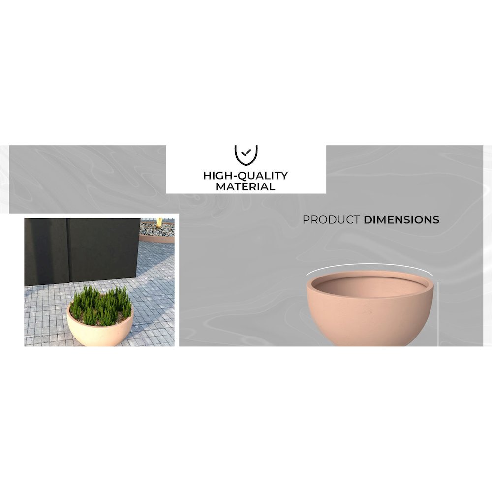 Grove Series Hemisphere Poly Clay Planter in Terra cotta Color 10.6 Dia, 5.9