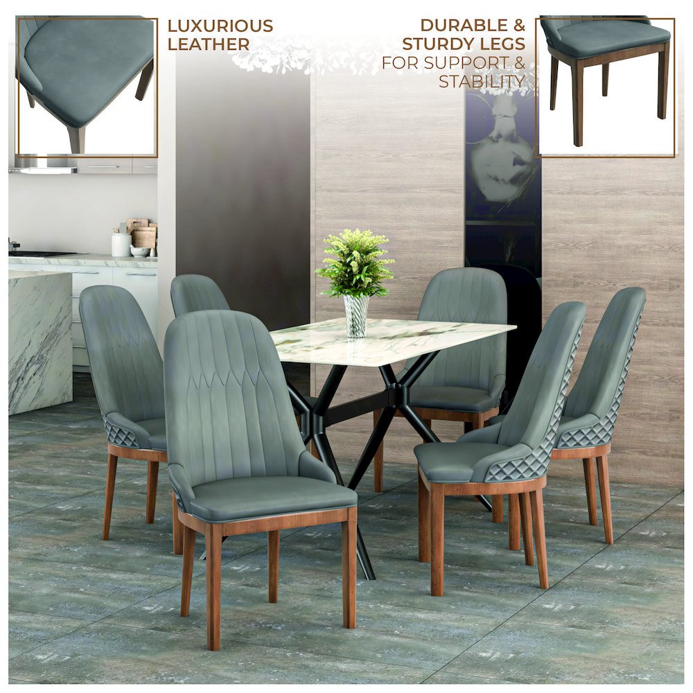 Verisma Collection Modern Wooden Dining Chair in Grey Set of 2