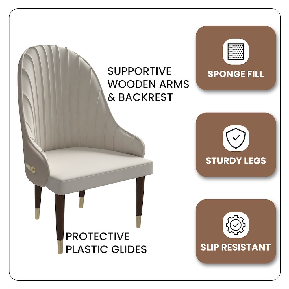 Elara Collection Wooden Dining Chair in Cream Set of 4