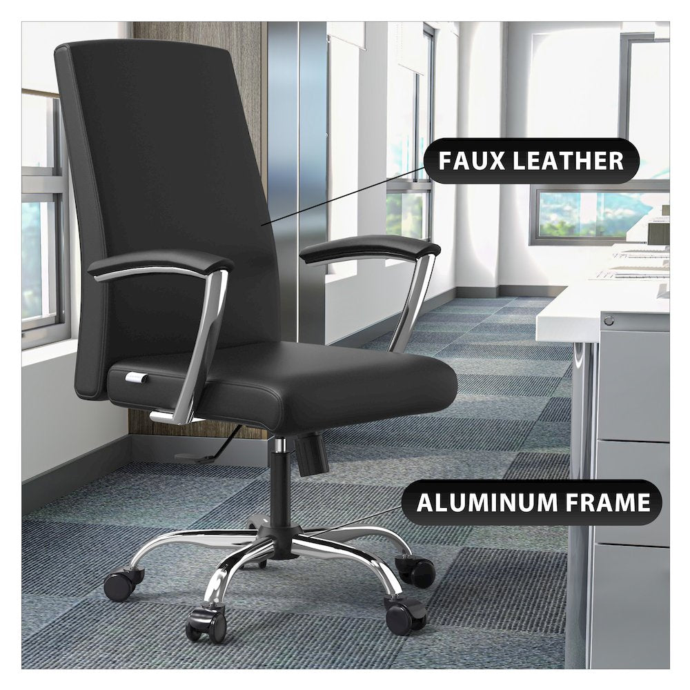Evander Series Office Chair in Black Leather