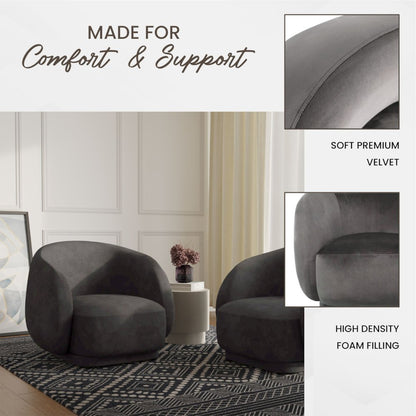 Faze Collection Modern Single Seater Sofa in Light Grey Velvet