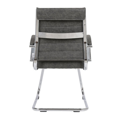 Benmar Home Leather Guest Office Chair in Charcoal