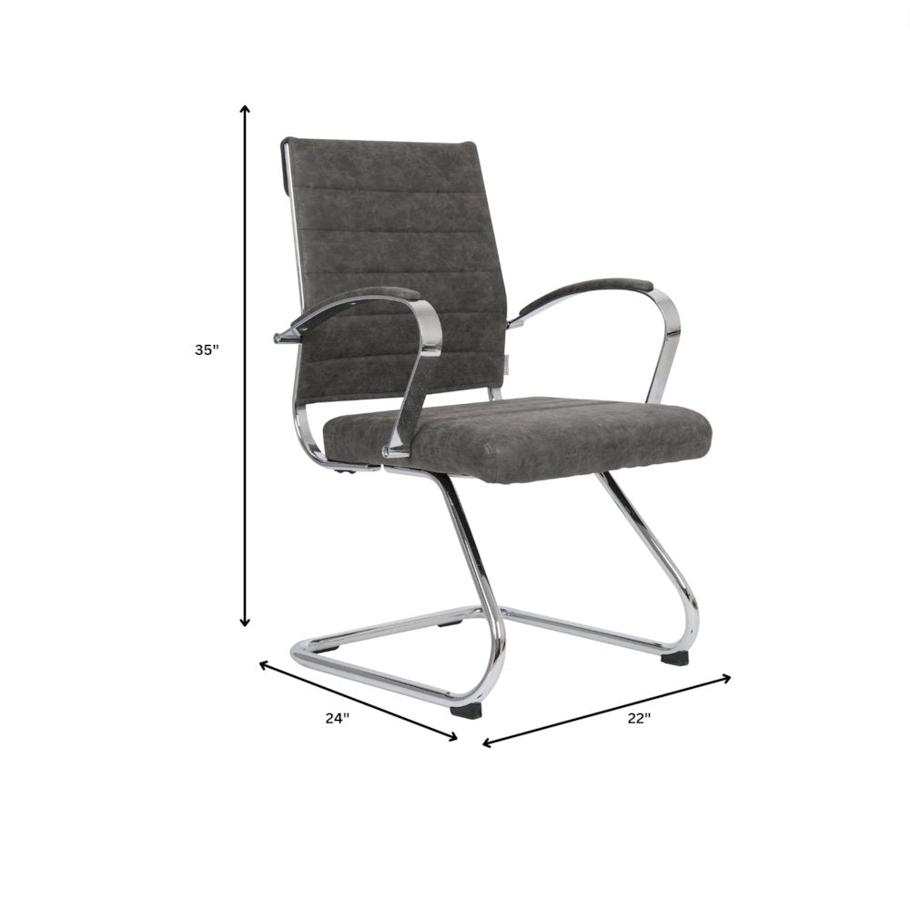 Benmar Home Leather Guest Office Chair in Charcoal