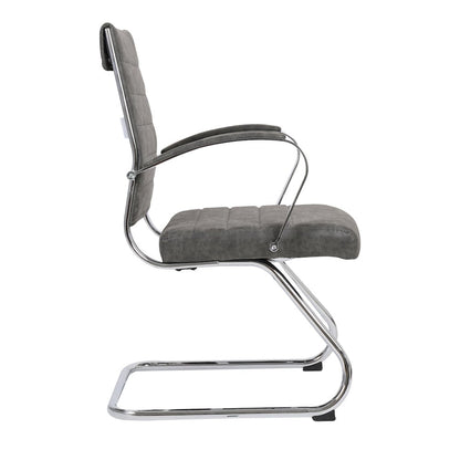 Benmar Home Leather Guest Office Chair in Charcoal