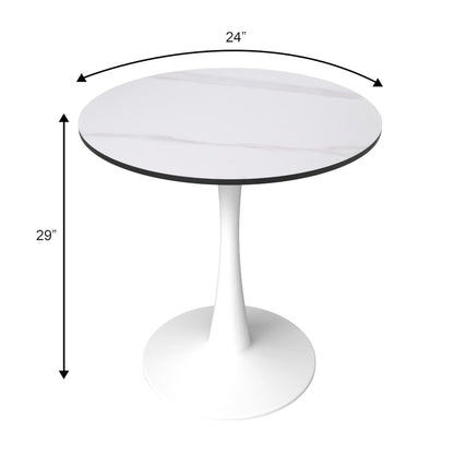 Bristol Series Dining Table White Base With White Stone 24" Round Top