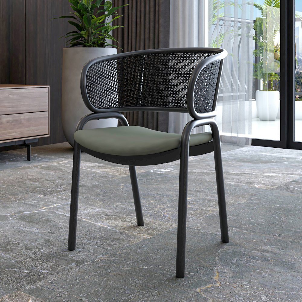 Ervilla Dining Armchair in Black Steel Frame Set of 4