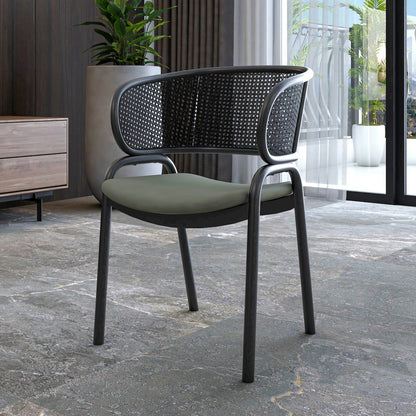 Ervilla Dining Armchair in Black Steel Frame Set of 4