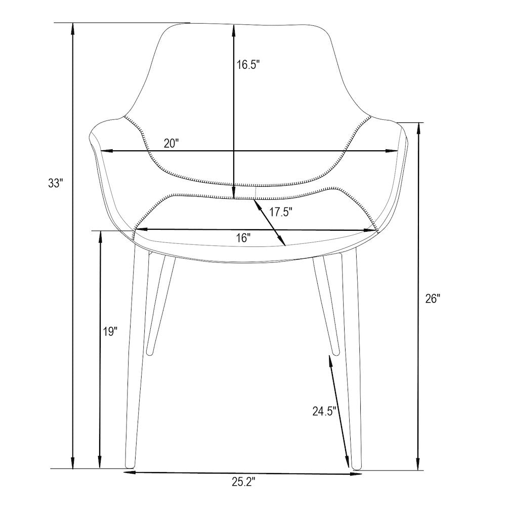 Markley Modern Leather Dining Arm Chair With Gold Metal Legs