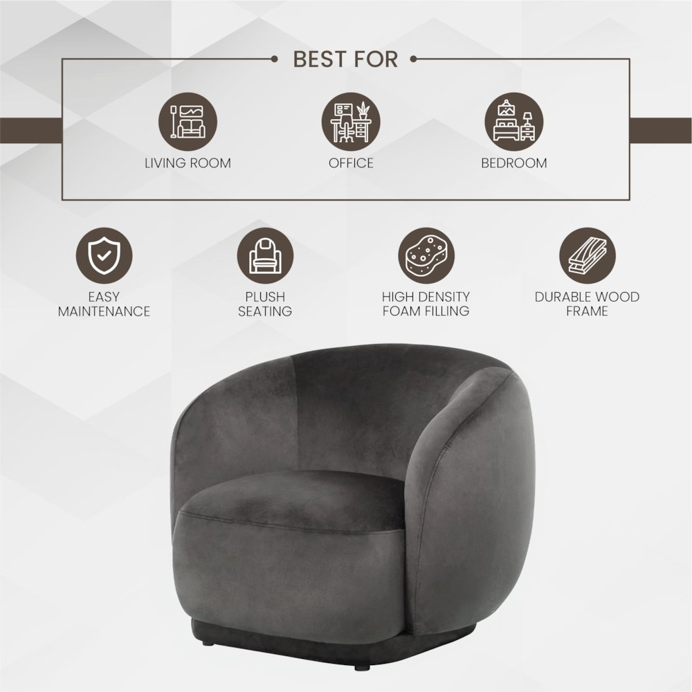 Faze Collection Modern Single Seater Sofa in Light Grey Velvet