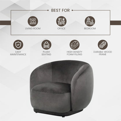 Faze Collection Modern Single Seater Sofa in Light Grey Velvet